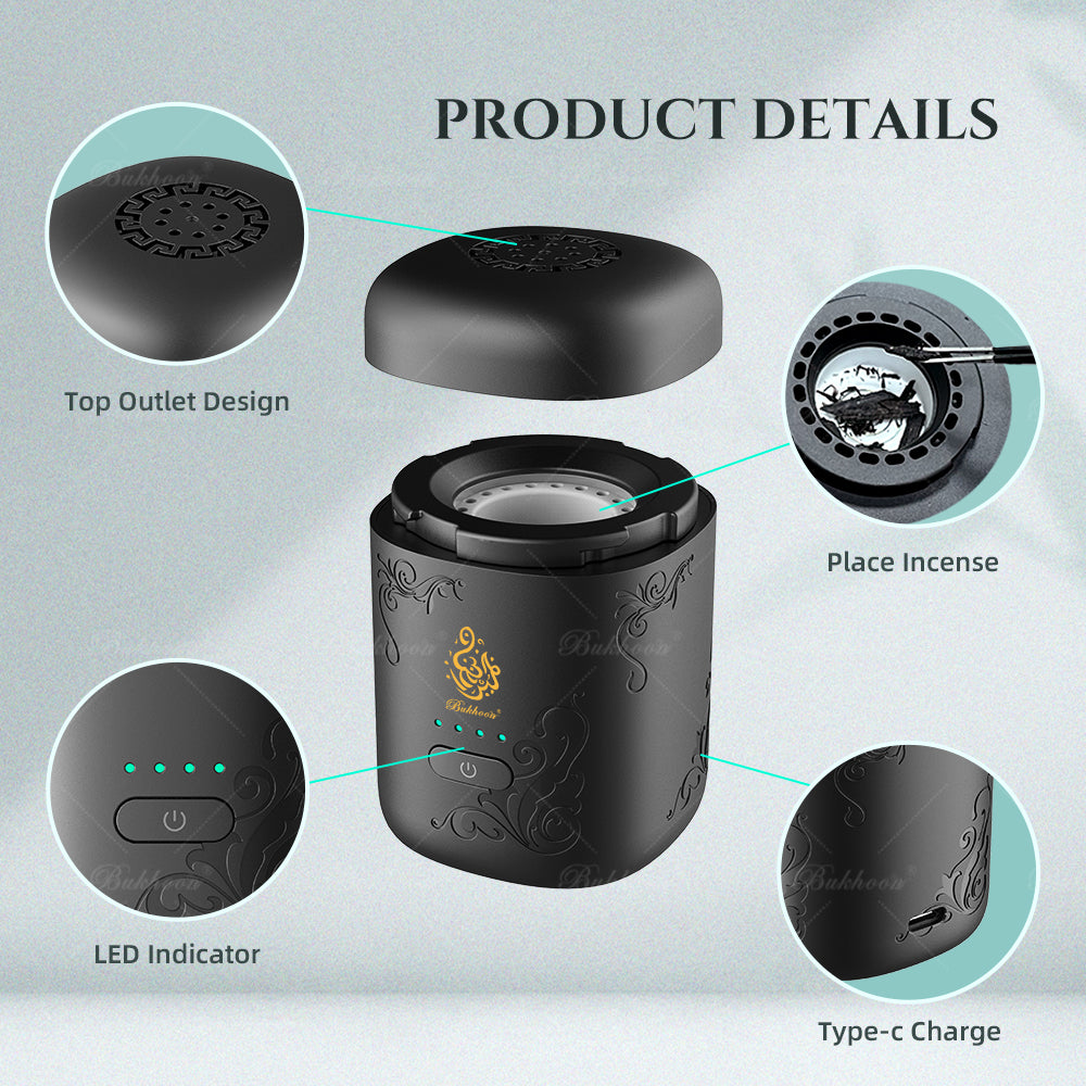 B38-Portable Bakhoor Burner Electric - Electric Incense Burner with Timer - Arabian Bakhoor Burner